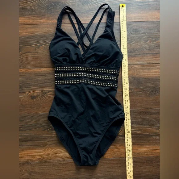 La Blanca Black Studded One-Piece Swimsuit - Picture 8 of 10